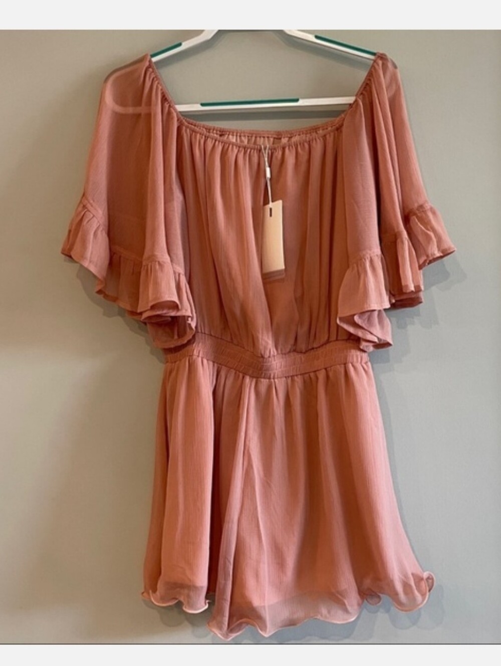 NWT Endless Rose Off The Shoulder Romper In Soft Rose